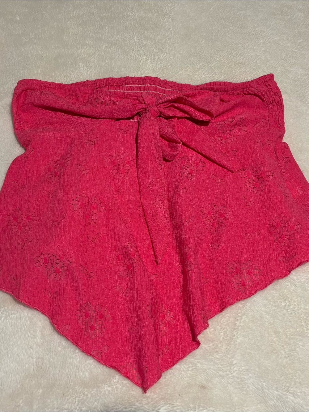 Bright Fuchsia Tie-Waist Strapless Top